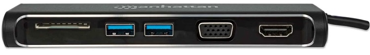 ADAPTADOR DE USB-C 3.1 A MULTIPUERTOS, MANHATTAN, DE USB-C 3.1 A, VGA/HDMI/2XUSB 3.0/TARJETAS SD, ICI152631 - Imagen 2