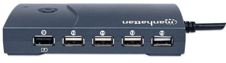 HUB DE 13 PUERTOS USB MANHATTAN, ALIMENTACION VIA AC, 9 x USB2.0 DE ALTA VELOCIDAD, 4 PUERTOS DE CARGA 2.4A CON BOTON, ICI162463 - Imagen 5