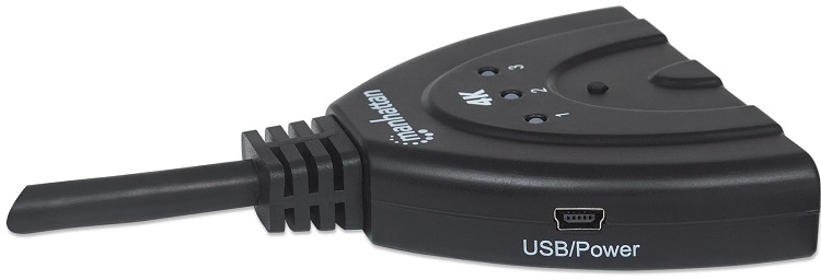 CONMUTADOR HDMI DE 3 PUERTOS ICI207874 MANNHATTAN, 4K, ALIMENTADO POR USB, 3 ORIGENES A UN DESTINO (MONITOR) ICI207874 - Imagen 3