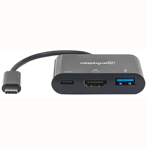 ADAPTADOR USB-C MULTIPLE MANHATTAN A HDMI, USB 3.1, USB-C, COLOR NEGRO,  ICI152037 – PVL Tienda Virtual