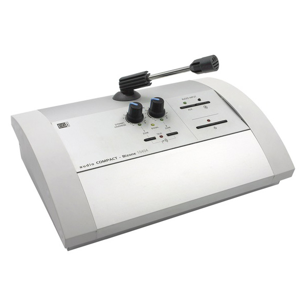 CONSOLA AUTO-AMPLIFICADA 2 ZONAS DE 25W CON FUENTE MUSICAL Y MICRÓFONO, EGI 10404