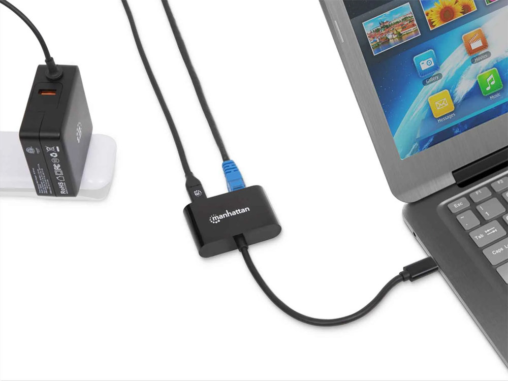 ADAPTADOR DE RED USB-C A GIGABIT CON PUERTO DE ENERGIA MANHATTAN ICI153454 - Imagen 2